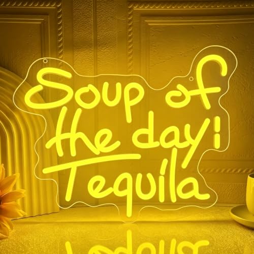 Neonawall Neon Sign for Wall Decor Light Up Letters Business Led Sign Birthday Party Gifts Led Decorative Night Signs Room Decor Birthday Party Signs for Bar Club Restaurant (Soup of The Day Tequila)