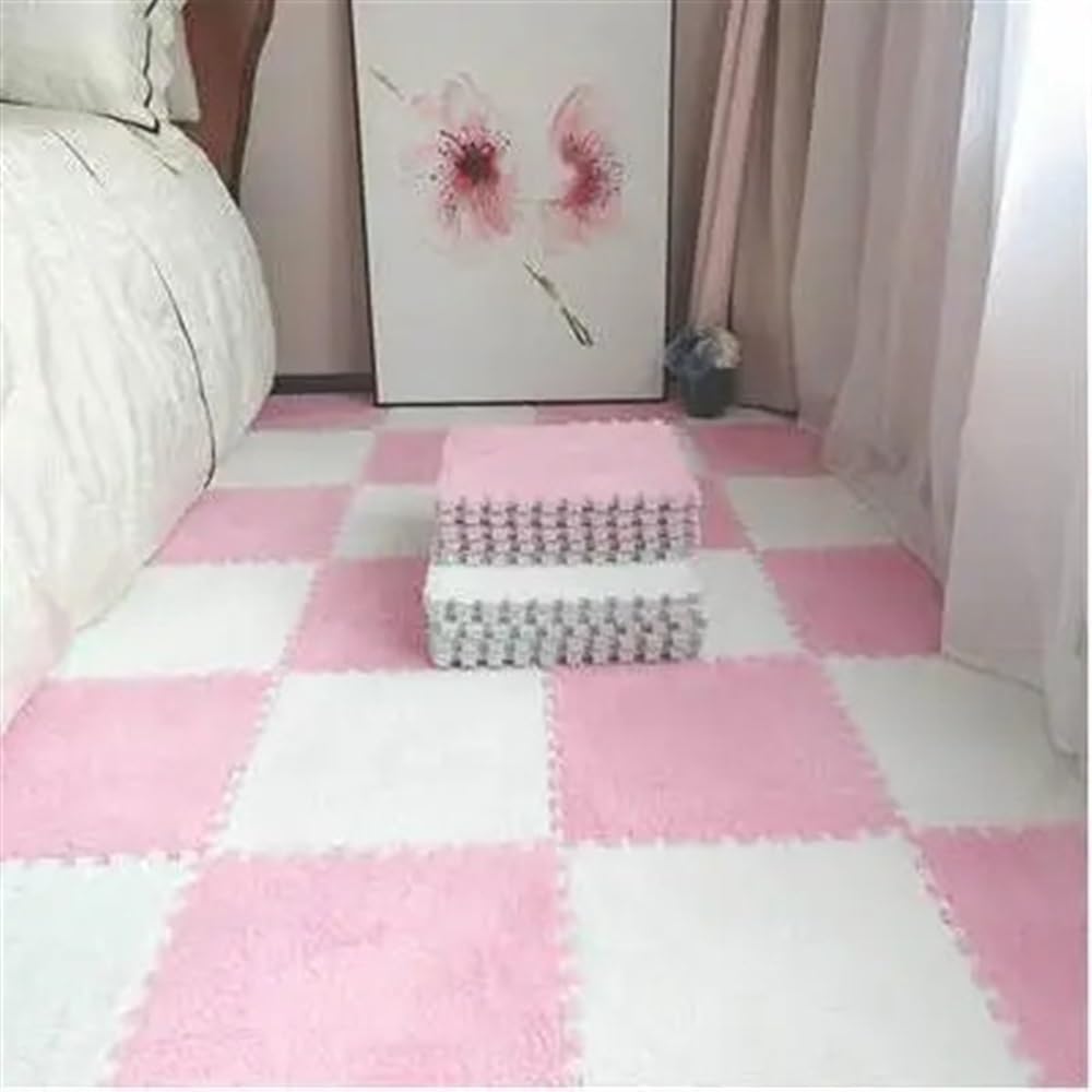 Mata do układania puzzli Mata podłogowa z puzzli piankowych, opakowanie 28 sztuk maty dywanowej Puzzle Multicolor 30x30x1cm(White Pink)