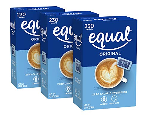 EQUAL 0 Calorie Sweetener, Sugar Substitute, Zero Calorie Sugar Alternative Sweetener Packets, Sugar Alternative, 230 Count, Pack of 3
