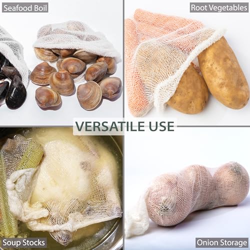 Eselect 18\" Seafood Boil & Steamer Bags - Pack of 100, Seafood Boiling Bags for Crab, Crawfish, Shellfish - Low Country Boil, Clambake, Crab Boil, Soup Stock Socks, Vegetable Storage Bags - Thumbnail 5