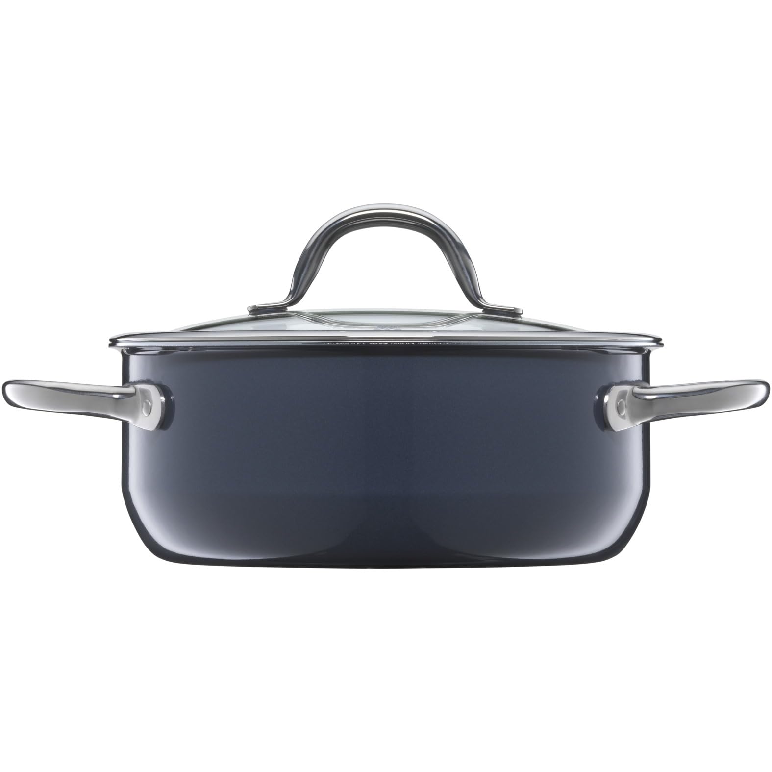 WMF Fusiontec Inspire Kochtopf groß, 20 cm, Glasdeckel, Bratentopf Induktion, 2,4l, High-Tech Keramik, kratzfest, unbeschichtet, dunkelblau, Made in Germany