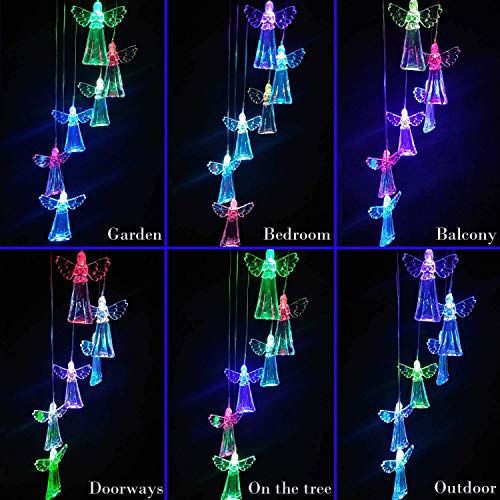 Solar Wind Chime,Wind Chimes Changing Color Led Light Indoor Outdoor Patio Lawn Gardening Gifts Festival Decor For Women Mother Wife Girlfriend Birthday Valentine Gifts (Angel) #TOP3