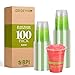 GREEVIRO Eco Compostable Plant-Based Clear Plastic Cups 12oz Thick, Reusable, Disposable Iced Coffee Cups for Smoothies, Beer & Any Beverages for Parties, Weddings & Gatherings 1