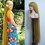 Dream Zimi 48 Inches Surper Long Straight Wig for Women Flat Bangs Soft Yaki Kinky Wigs for Daily Party Halloween Christmas Cosplay Wig Synthetic Hair Strawberry Blonde 120CM