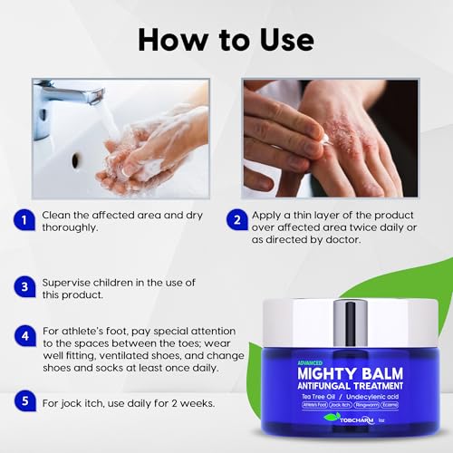 Tobcharm Anti Fungal Cream for Skin Ringworm Cream, Jock Itch, Folliculitis, and Athletes Foot Cream Extra Strength Seborrheic Dermatitis Cream Fast Relief and Healing of Itchy Foot Fungus
