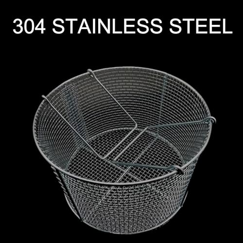 Cesta redonda de acero inoxidable 304 con malla de 3mm y asa para drenar 4