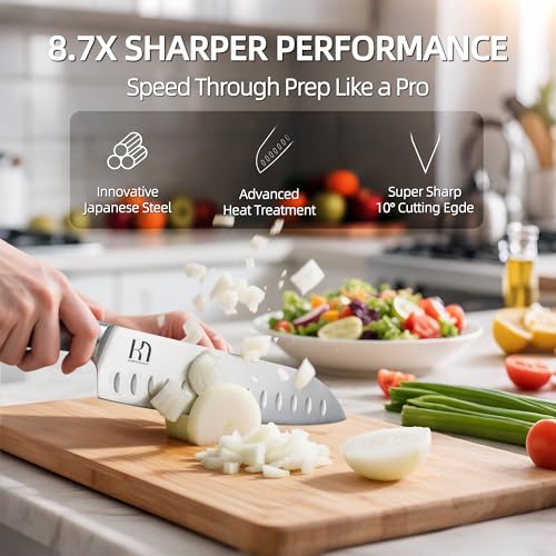 Knife Set, Premium Knife Block Set for Kitchen 14 Pcs UltraSharp Japanese High Carbon Stainless Steel with Block and Built-in Sharpener, Kitchen Knives Set with Non-serrated Steak Knives