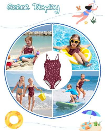 Image of weVSwe Baby Girl Swimsuit One Piece Swimsuit Cute Toddler Girls Sleeveless Bikini Kids 2-10 Years