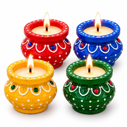 Image of Decorative Matki Diya Candle Holders Set of 2
