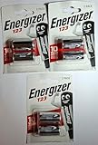 Energizer 123 6 Lithium Batteries - Pack of 6 (Silver)