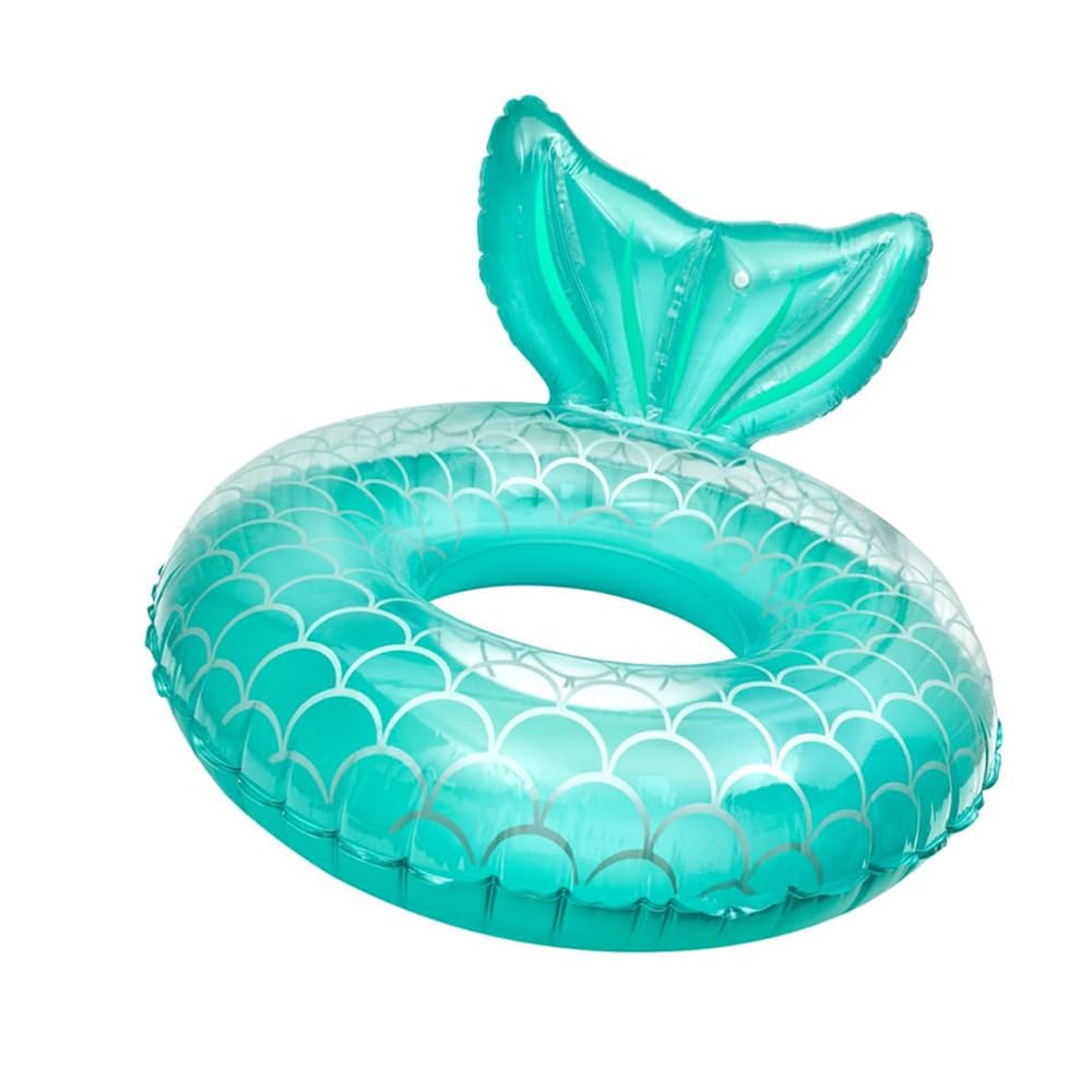 Alnicov Blue Sequins Fishtail Swim Ring Inflatable Swimming Pool Floats Pool Party Decorations Floating Swimming Ring - Image 2