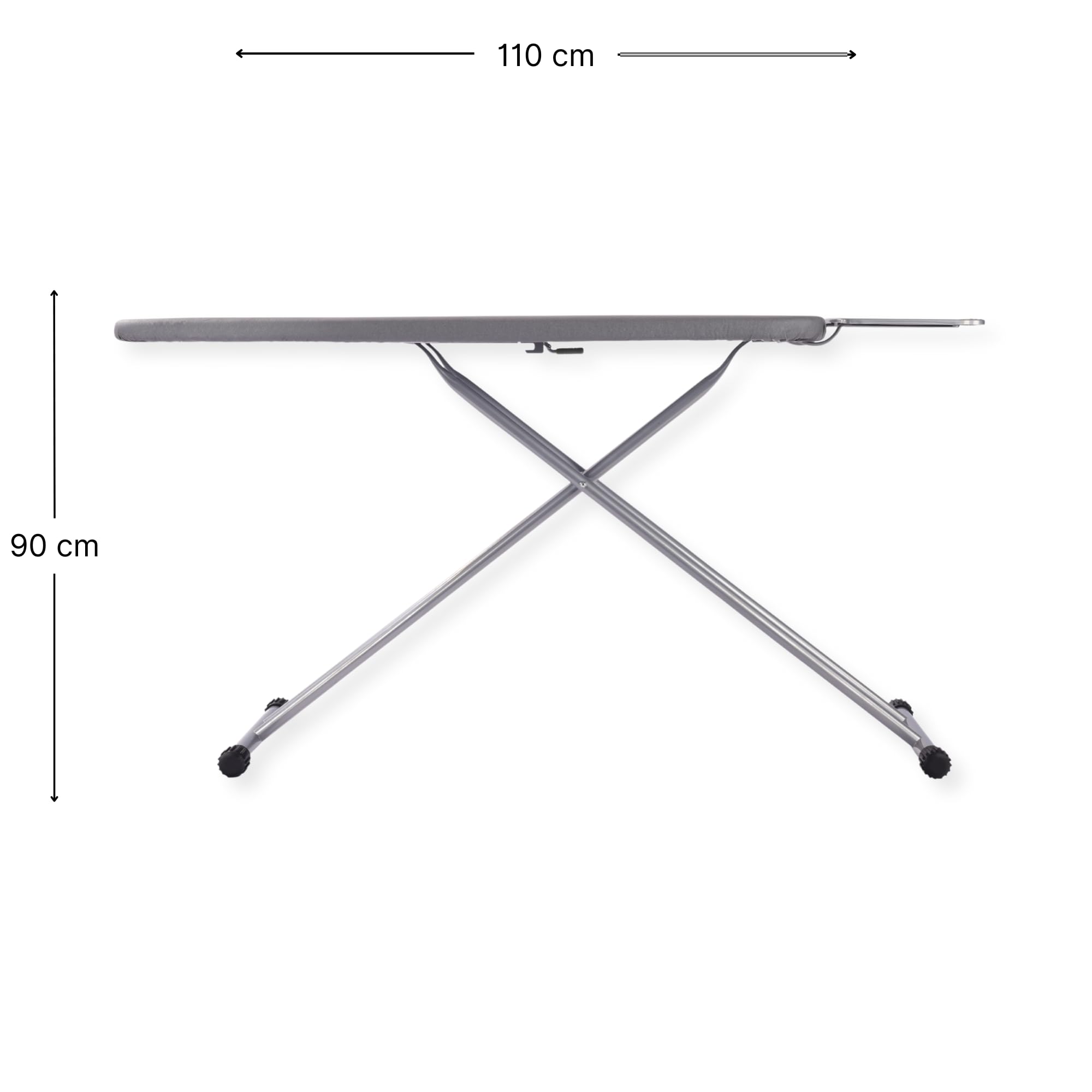 SensaHome Bügelbrett – Klappbarer Bügeltisch mit Dampfeinheitshalter – 110×33cm – Hellgrau