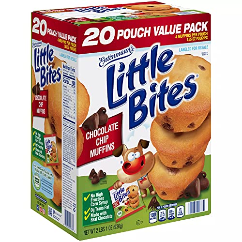 Entenmann's Little Bites Chocolate Chip Muffins, No High Fructose Corn Syrup, 0G Trans-Fat - Always Baked Moist And Delicious - By Gourmet Kitchn - 1 Box (1.65Oz / 20Pk) #TOP1