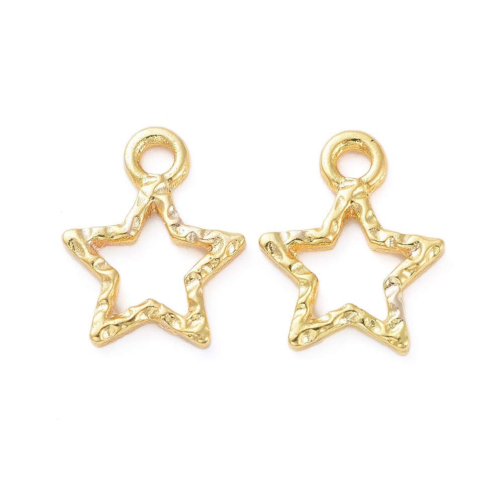 Cheriswelry 50pcs Star Open Back Bezel Frame Pendants Charm Geometric Hollow Gold Frame Trays Pressed Flower Resin Molds for DIY Jewellery Crafts Making