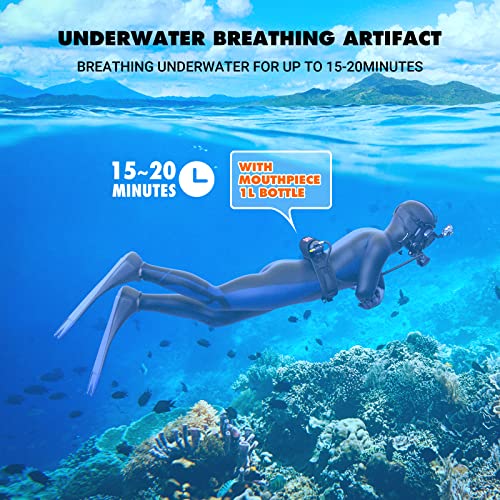 SMACO Scuba Tank Zuurstof Cilinder Duiken Gear voor Duiker Mini Scuba Tank met 15-20 minuten Mogelijkheid Duiken Zuurstof Onderwater Ademhalingsapparaat 1L Duiken & Snorkelen Apparatuur S400 Pro - Image 3