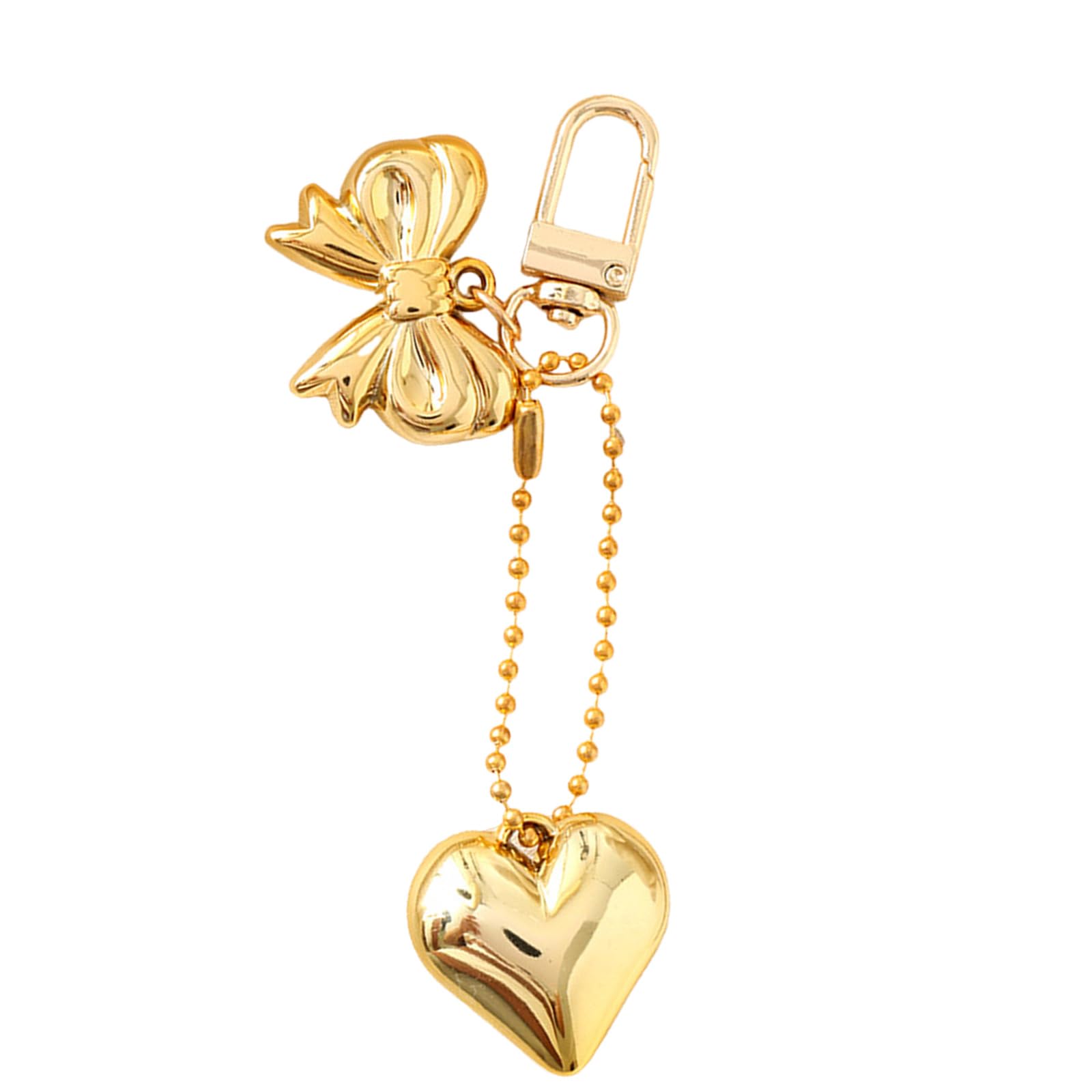 NEWFT Fashionable Heart Pendant Stylish Bowknont Keychain Bag Charm Earphone Accessory