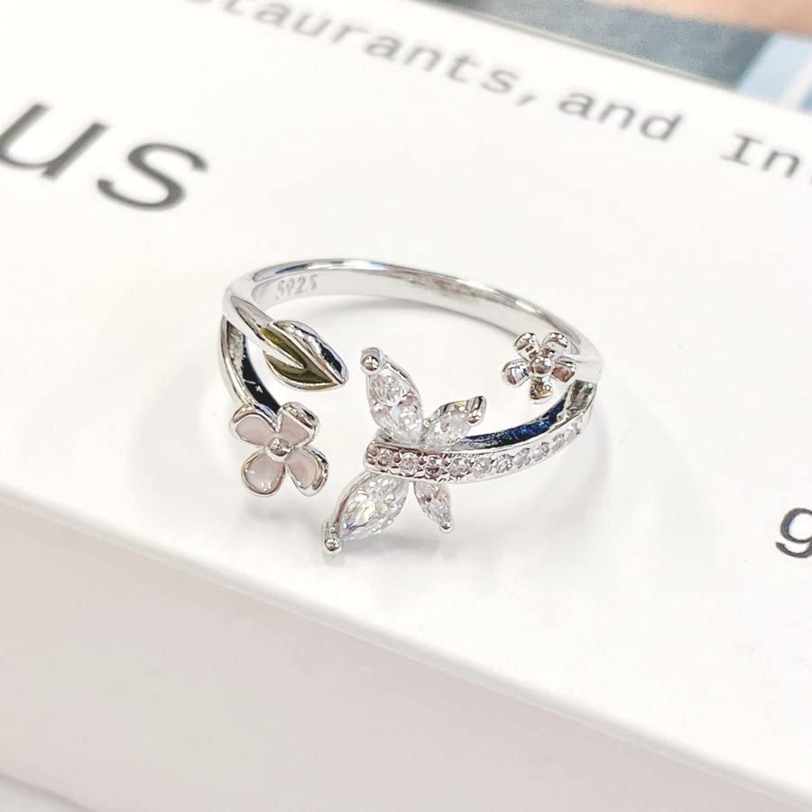 Amazon.co.jp: 【 バタフライ フラワー オープンリング 】 巾着袋付き