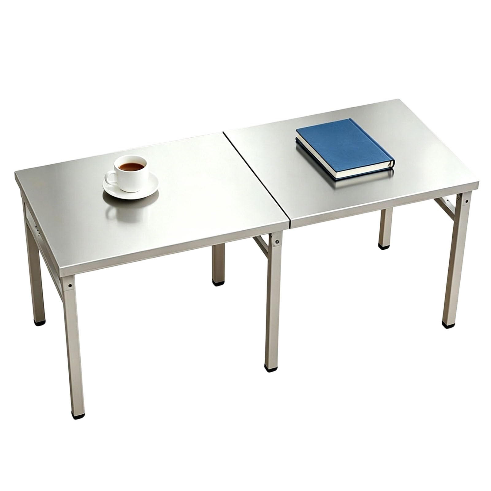 Tavolo in Acciaio Inossidabile Preparazione e Lavoro, Isola Cucina NSF Tavolo Carichi Pesanti Utilità Commerciale Metallo Banco Lavoro Ristorante Pieghevole a metà, Tavolo da Pranzo(100x70x55cm)