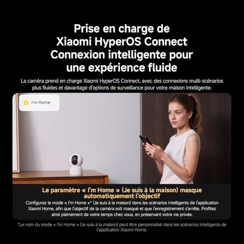 XIAOMI C500 Caméra de Surveillance Intérieure 3.5K UHD WiFi 2.4/5GHz, Suivi IA, Volet Optique, Vision 360°, Vision Nocturne Couleur, Audio Bidirectionnel, Compatible Alexa et Google