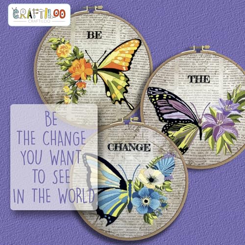 Image of CRAFTILOO Embroidery Kits for Adults Hand Embroidery kit for Beginners with Stamped Embroidery Patterns Starter Embroidery Kit. Needlepoint kit Cross Stitch kit for Teens& Adults Butterflies