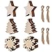 QICI 60 Pieces Wooden Star Cutouts Christmas Star Wooden Ornaments Hanging Ornaments with Ropes for Embellishments (60 Pcs)