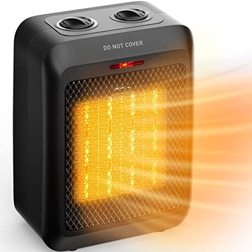 Portable Electric Space Heater 1500W/750W, Ceramic Room Heater with Tip-Over and Overheat Protection, Heat up 200 Square Feet in Seconds, Safe and Quiet for Office Home Room Desk Indoor Use, Black