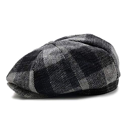 DELLA-Winter-Plaid-Berets-Caps-for-Men-Warm-Wool-Thicken-Newsboy-Cap-for-Women-Vintage-Octagonal-Detective-Painter-Hats-Retro-Flat-Cap-Black60cm