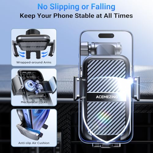 3-in-1 Car Phone Holder [122+LBS Strongest Suction & Stable Clamp Arm] 360° Adjustable Car Phone Mount, Cell Phone Holders for Your Car for Dashboard Vent, All Smartphones & Car Models by ACMEZING - Used condition - Image 3