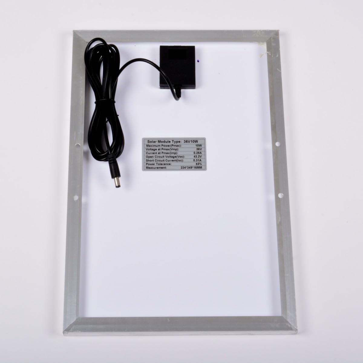AFTERTECH Module photovoltaïque 10 W 24 V - Panneau solaire - Monocristallin 10 W 36 V Idéal pour systèmes 24 V avec connecteur DC5521 - Dimensions 234 x 349 x 16 mm - Support ftv36 v10 W