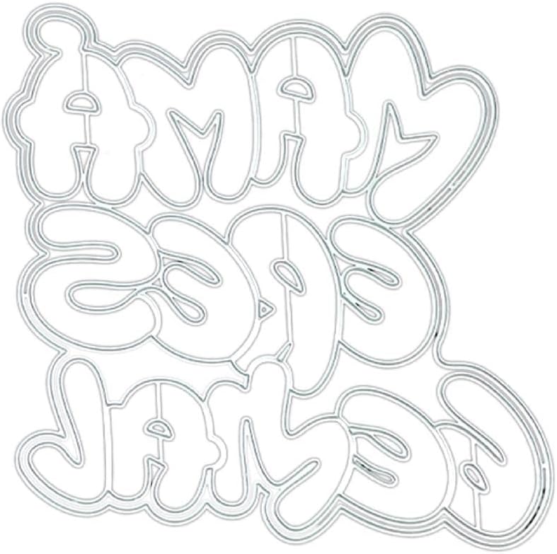 Creative Cute English Words Metal Cutting Dies Stencil DIY Scrapbooking Embossing Tool DIY Paper Cards Album Decor Metal Cutting Dies for Card Making Birthday Embossing Stencil 3D die cuts Crafting