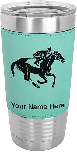 Vista 75 de LaserGram Vaso aislado al vacío de 20 onzas, carreras de caballos, grabado personalizado incluido (cuero sintético, rústico)
