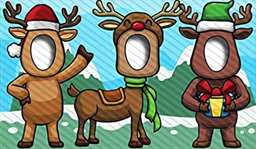 Reindeers Hole in Face Banner, Face Cutout, 42 x 72 Inch, Party Selfie Photo Prop, Birthday Decoration