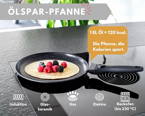 Omelette-Pfanne Divory Crêpe-Pfanne 28 cm mit abnehmbarem Griff