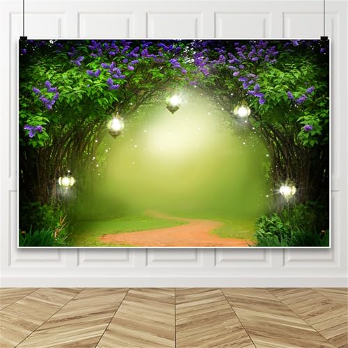 Bovlleetd 3x2m Cuento de Hadas Bosque Fondo Flor Bosque mágico Bosque Lavanda Paisaje fotografía de Fondo país de Las Maravillas Fondo Chica Fiesta de cumpleaños Estudio de fotografía Accesorios