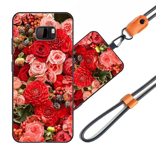 JEZSTHAI Funda Compatible con HTC U Ultra Carcasa de Silicona Suave con Correa Colgante Correa de Cuello Cordón para Movil,Anti-Choque Protección Case con Patrón.Patrón*A03