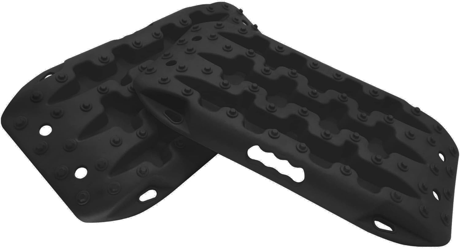 ALL-TOP Short Recovery Traction Boards, 2PCS Off Road Bendable Tire Ladder Tracks for Sand Mud Snow (3rd Gen, Black)