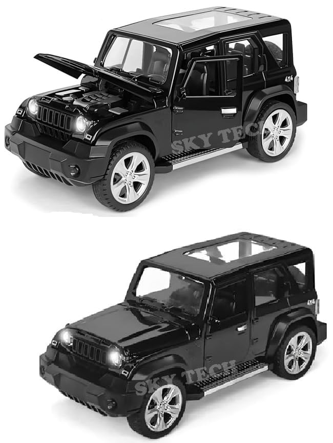 Image of Sky Tech Mahindra Thar Roxx Jeep SUV Car 1:28 Scale Model Car Exclusive Alloy Metal Pull Back Die-cast Diecast Metal Pullback Toy Openable Doors & Light Music Best Gifts Kids【Colors as Per Stock 】