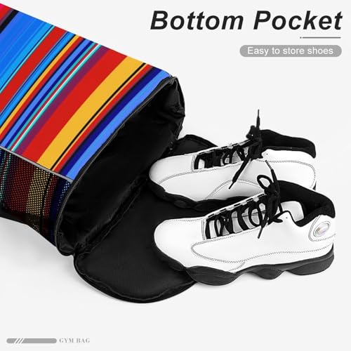 Mexican Serape Drawstring Backpack Sports Gym String Bag Sackpack Water Resistant Pockets for Women Men4