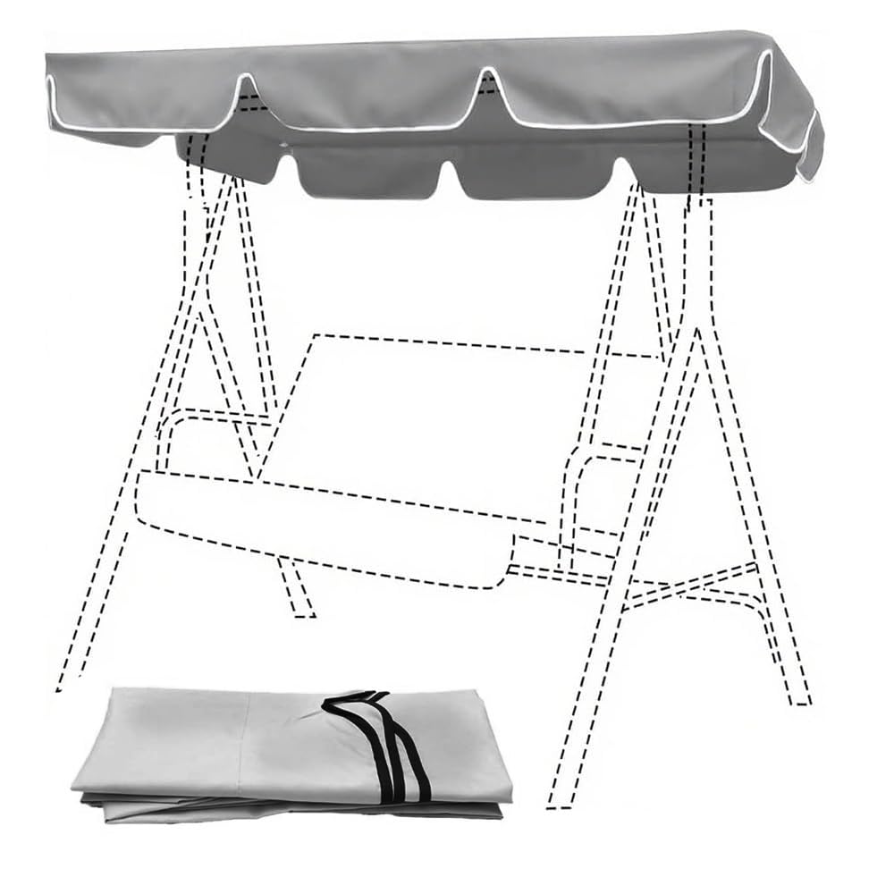 MESCXTY 64x45in 85x57in Porch Swing Canopy Replacement, Waterproof Anti-UV Garden Hammock Top Cover, Outdoor Replacement for Patio/Yard(Gray,82x57in-210x145cm)