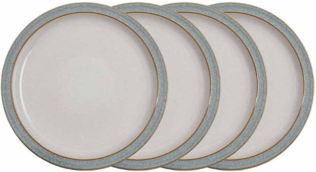 Denby 380048905 Elements 4 Piece Dinner Plate Set, Light Grey/White, 26.5*26.5*3 centimeters