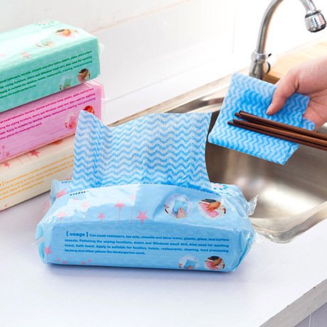 Generic White : 80 pcs Environmental one-time non-woven clean cloth multi-purpose extraction dish microfiber kitchen Cleaning Towel bathroom