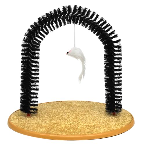 Image of Cat Scratcher,Cat Brushes for Indoor Cats,Self Groomer Scratching Board Scratch Pad,Cat Face Head Self Grooming Brush Post for Deshedding w /Cute Kitten Toy