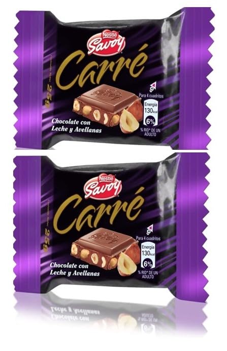 Genérico SAVOY CARRÉ Mini Avellanas Chocolate con Leche y Avellanas. 2 unidades de 25 g cada una