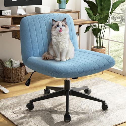 Image of SUNLEI Cross Legged Office Chair with Wheels, Armless Wide Chair