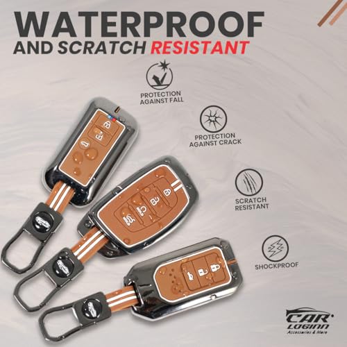 Image of Metal Keycover for Punch, Harrier, Nexon, Altroz, New Safari, Tiago, Tigor - 3 Button Flip Key (Metal Brown)