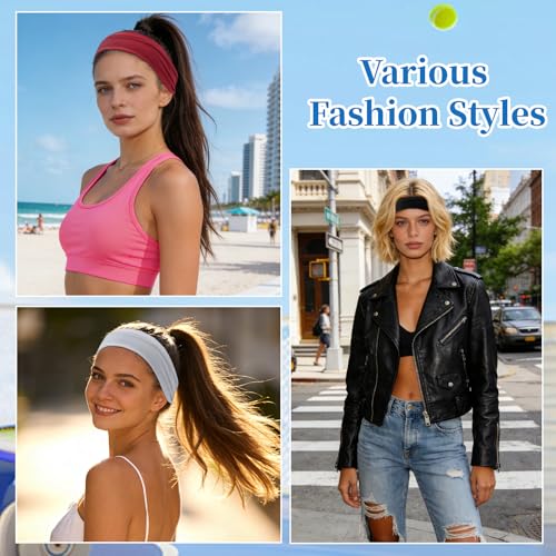 Image of YARIEW 6Pcs Headbands Paisley Bandanas Head Bands Sweat Band Hair Wrap Headwrap Fashion Boho Wide Thick Workout Yoga Elastic Headbands Mens Cooling Running Sports Headband Sweatbands for Women and Men