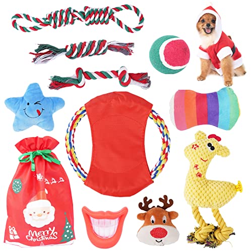 Atoke Christmas Dog Rope Toys,10 Pack Durable Pets Training Chew Ropes,Dog Christmas Stocking Gifts Puppy Interactive…