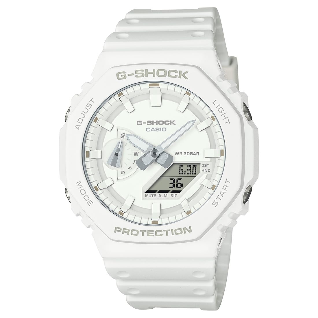 Casio G-Shock GA-2100-7A7DR White Analog-Digital Dial White Resin