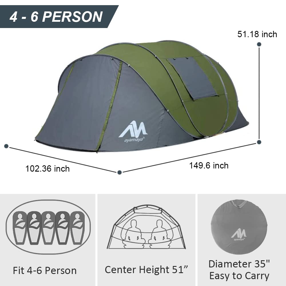 Pop Up Tent 6 Person Easy Pop Up Tents for Camping with Vestibule
