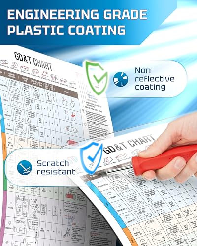 Image of Useful Magnets Geometric Dimensioning & Tolerancing Magnetic Chart | GD&T Information & CNC Shop Poster | Waterproof Magnetic Backing | Accurate Access Machining Chart Tool | 9 inch X 12 inch